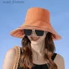 Wide Brim Hats Bucket Hats Women Summer Folding Bucket Hat for Beach Holiday La Spring Striped Bowler for Outdoor Sunscreen Elegant Sun Protection CL231216