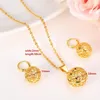 Collana con pendente a sfera rotonda Collana con catena Orecchini Set di gioielli 24k Reale giallo oro pregiato GF Collane con perline set per donna 250N