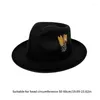 Berets Lã JazzCap Flat Top Hat Hippies Cap Pena Fedora Stage Show Headwear DXAA