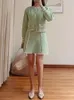 Kurtki damskie Lady Single-Lace Puff Rleeve Knitwear Krótki Jupe Suit 2023 Fashion Knit Sweater Karidgan lub mini spódnica