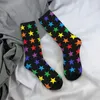 Herrstrumpor Crazy Design Abstract Rainbow Stars Basketball Five Points Polyester Crew for Women Män andas andas