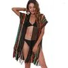 Damesbadmode Damesbikinis Cover-up Holle Open voorkant Kwastjevest Strandgehaakte jurk Ins Y1QD