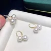 Stud Yunli Real 18K Gold Natural Akoya Seawater Pearl Drop örhängen Pure AU750 örhängen Krokar Fina smycken Bröllopspresent till kvinnor E103