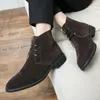 Buty luksusowe zamszowe skórzane buty męskie buty zimowe sukienki modowe buty menu kostki w stylu brytyjski chelsea buty przystojne męskie buty mężczyzna 231216