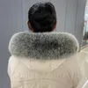 Eşarp Kış Kış% 100 Doğal Gerçek Tilki Kürk Eşarp Sıcak yaka kadın moda katını koru, gümüş tilki süsleri lüks uzun şal 231215