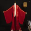 무대 착용 치폰 블랙 한피 망토 요정 카디건 중국 전통 의류 코트 넓은 슬리브 남자 여자 축제 DNV16364