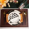 Plates Gold-plated Marble Pattern Ceramic Plate Geometric Shape Cutlery Set Coffee Cups And Saucers Dinner Dish Tableware