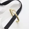 Fashion Double Letter Bracelet Vintage Fashion Diamond Inlaid Brass Leather Rope Bracelet Light Luxury Small Fragrance Wind Fashion Women's Bracelet