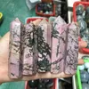 Estatuetas decorativas atacado rosa rodonita cristal coluna hexagonal ponto natural mineral cura varinha e pedras decoração para casa