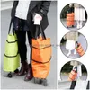 Storage Bags Blue Retractable Roller Fashion Portable Shop Wheel Bag Foldable Back Grocery Rack Bagstorage Drop Delivery Home Garden Dhg1Y