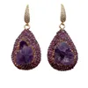 Dangle Earrings YYGEM 24x30mm Natural Amethyst Rough Raw Crystal Pave Drop Party Gifts Jewelry