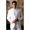 Costumes pour hommes 2023 Arrivée Tuxedos Blanc Hommes Costume Col Montant Blazer Party Groom 3 Pièces Ensemble (veste Pantalon Gilet)