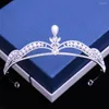 Hair Clips DIEZI Korean Bride Headwear Pearl Crystal Tiara Wedding Party Girls Crown Luxury Birthday Dress Adult Gift Hairpin