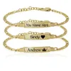 Bracelet cadeau de cadeau de bébé personnalisé bracelet 18k en acier inoxydable gravé bracelets ajusté pour garçons bijoux filles 231215