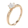 Anneaux de cluster Kinel 585 Bague en or rose pour femmes Fasion Blanc Naturel Zircon Simple Mode Bijoux De Mariage Russie Accessoires