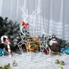 Garden Decorations 3PCS Handmake Iron Art Elk Deer Christmas Decor LED Light Glowing Glitter Reindeer Xmas Home Outdoor Yard Ornament 231216