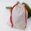 Décorations de Noël Noël Réutilisable Jute Lin Cordon Cadeau Sacs Toile De Jute Bonbons Bijoux Emballage Pochette Décoration De Fête De Mariage Cadeau Tirable 231216