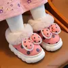 Slipper Winter Heel Wrap Waterproof Cartoon Bow Plush Slippers Children's Non-Slip Soft Sole Kids Baby Girls Warm High Home Cotton Shoes R231216