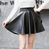 Skirts High Waist Elastic Mini Short Skirt Women Faux Leather Gothic Y2k Pleated Black