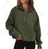 1lululemens-46 Automne Hiver Yoga Costume Plongée À Capuche Demi-Zip Femmes Pull De Sport Lâche Veste De Gymnastique Fitness Court Manteau En Peluche SweatshirtI YT