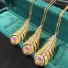 Necklaces Solid Silver Pine Leaf Pendant Gold Tone Cypress Needle Necklace C11N3S26165