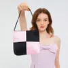 Bolsos de noche de seda de diseñador para mujer, bolsos pequeños cuadrados de lona a cuadros con solapas