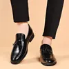 Luxe Penny Loafers Voor Heren 2023 Kwastje Bruin Leer Formeel Kantoor Bruiloft Loafer'lar