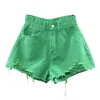 Jeans Summer Sexy Women Candy Color Denim Shorts Fashion Ladies Green Ashaped Ripped Jeans Hot Short Pants Korean Style Streetwear