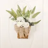 Dekorativa blommor Spring Leaf Peony Flower Basket Wreath Simulation Rattan Door Hanging Wall 6in