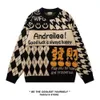 American Hiphop Creative Flocking Letters Par Women Autumn and Winter Design Feeling Lazy Wind Red Loose Knit tröja