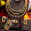 Colar brincos conjunto godki na moda 4 pçs multicolorido oval bola declaração jóias para o casamento feminino zircão cúbico africano dubai nupcial