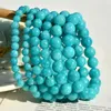 Strand Natural Stone Beads Bracelet Amazonite Elastic Bracelets For Women Men Sea Blue Reiki Yoga Handmade Jewelry