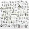 Mixte 100 modèles tortue de mer grenouille sirène crabe crocodile poulpe os de poisson thème nautique charmes pendentifs pour collier à faire soi-même Bang221D