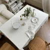 Nappe de table 130x260 cm français blanc dentelle fleur broderie coton nappe pur coton fleur nappe ronde pour la décoration de fête de mariage 231216