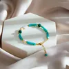 Charmarmband 2023 Fashion Jewelry Bohemian Baroque Pearl Natural Stone Bangles for Women Crystal rostfritt stålarmband