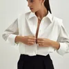 Damenblusen 2023 Bluse für Frauen Elegante Damenbekleidung Streetwear Langarm Winkelschulter Einreiher Solide Hemden Weiblich