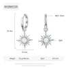 Boucles d'oreilles pendantes en argent sterling massif S925, opale de feu blanche, breloque en forme de fleur, cadeau