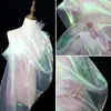 Table Cloth 150cm 100cm designer escent Fabrics Colorful Shiny Gauze Fabric Stage Wedding Decor Voile Transparent Holographic 231216