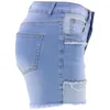 Mulheres calças de brim curtas pannelled colisão cintura alta denim calças curtas borla alta elástica alta qualidade frete grátis