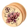 Yogakroppsmycken OM Symbol Flower Logo Wood Ear Expansions Bårmätare 6-16mm Piercing Plugs and Tunnels 314KR288O