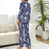 Vêtements de Nuit pour Femmes Sirènes Pyjamas de Natation Quotidien 2 pièces imprimé Floral Ensembles de Pyjama élégants Femmes à Manches Longues col en V Design décontracté
