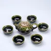 Wine Glasses 1 Pot 6 Cups Fish Play Tea Set Chinese Style Ceramic Kung Fu Teapot Portable Of Ceremony Teaware Sets Gifts 231216