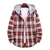 Casual shirts voor heren plaid print shirt heren met een kap met een kap met een capuchon