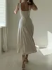 Casual Dresses Women Thick Straps Midi Dress 2024 Summer Formal Wedding Guest Sleeveless