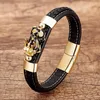 Bracelet gardien Pixiu Unique apporter chance richesse bracelets porte-bonheur pour hommes chinois Fengshui Bracelet unisexe en cuir Bangles303u