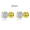 luxury designer earring for woman 3-6mm round diamond 925 sterling silver 5A zirconia white 18k gold womens back stud earrings jewelry accessories friend gift box