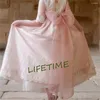 Girl Dresses Pink Communion Dress White Vintage Princess Lace Floral Ribbon Belt Bridemini Bridesmaid Wedding Party Aline Gown