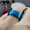 Wedding Rings TUSSTEN 6/8MM Men Women Tungsten Engagement Ring Trendy Jewelry Blue White Stepped Edges Hammered Finish Comfort Fit