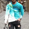 Homens camisetas Tie-dye 3D Homens Moda Camisetas Manga Longa Roupas Soltas Oversized Homem Tees Gradiente Impressão Rua Hip Hop Tamanho Grande Tee 6XL