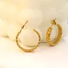 Hoop earrings, checks, large C-shaped earrings, new stainless steel gold-plated, non-fading, European and American atmosphere, exaggerated women's earrings